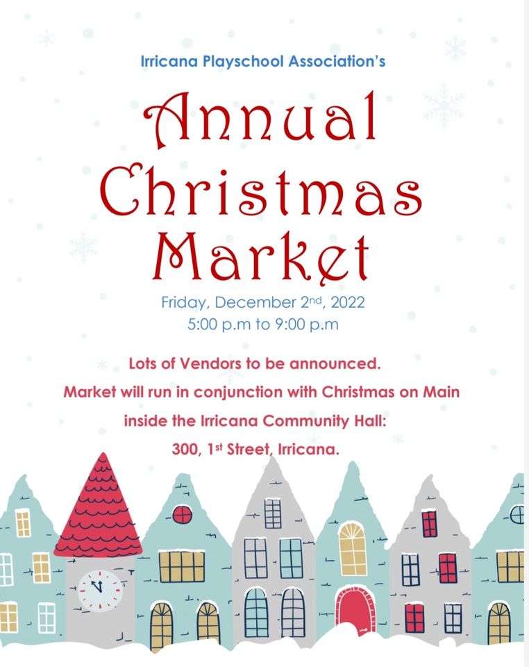 Irricana Playschool Annual Christmas Market December 2, 2022