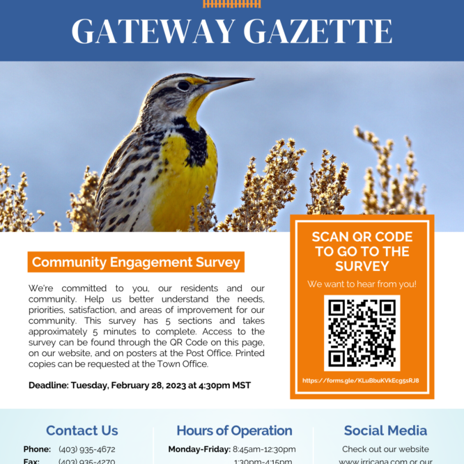 Town of Irricana Gateway Gazette Newsletter February 2023