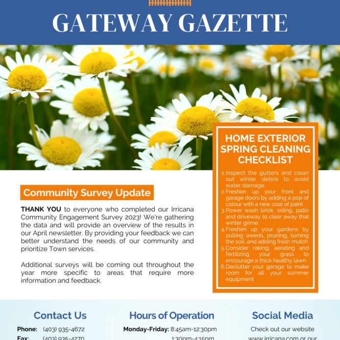 Town of Irricana Gateway Gazette Newsletter March 2023