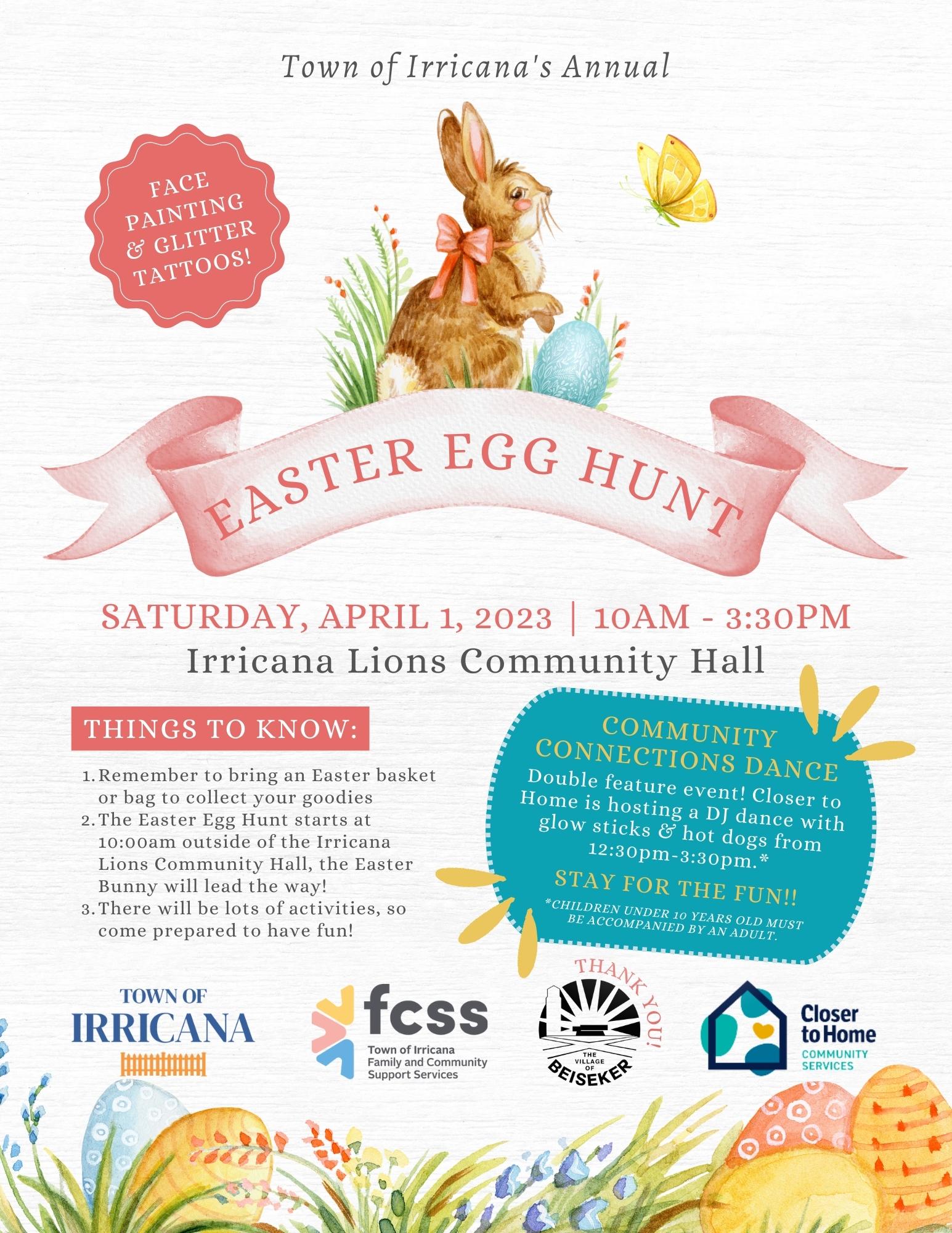 Town of Irricana Annual Easter Egg Hunt 2023 Volunteers needed