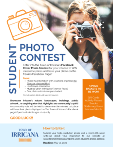 Town of Irricana Spring Photo Contest 2023 open to ages 10-17. Photo must be taken in Irricana. Contest ends May 15, 2023