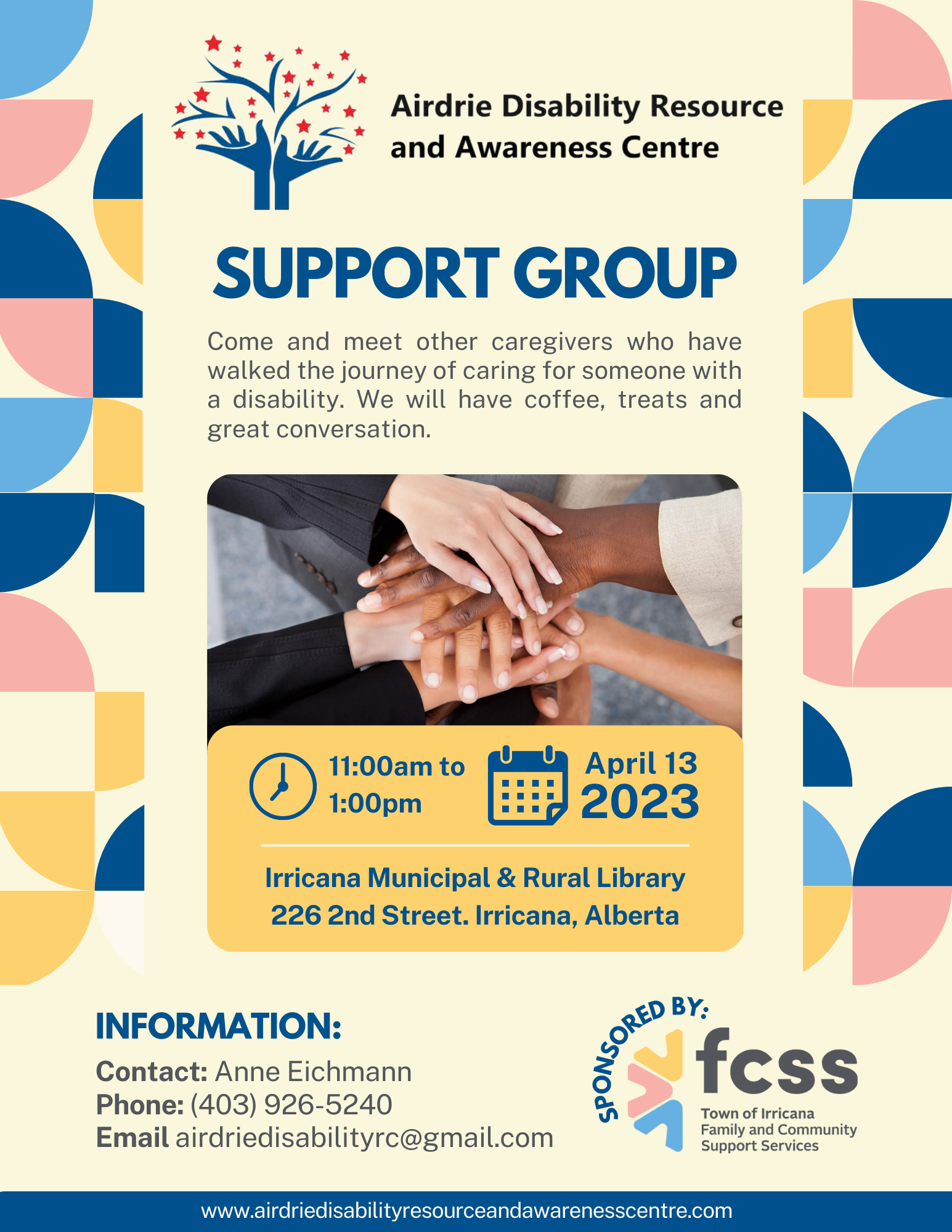 Airdrie Disability Resource Support Group at the Irricana Library on April 13, 2023