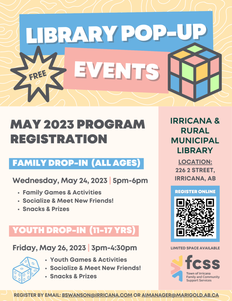 Irricana Rural & Municipal Library Pop-up Programs May 2023
