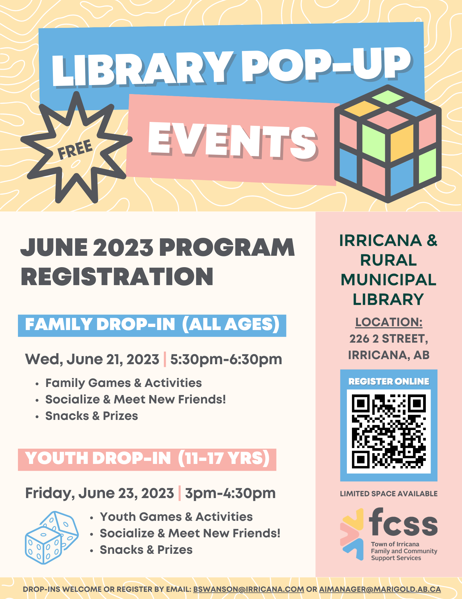 FREE June Drop-in Programs at the Irricana Library