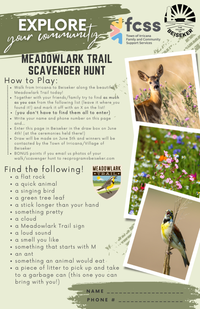 Meadowlark Trail Grand Opening Scavenger Hunt for Irricana and Beiseker on June 4, 2023