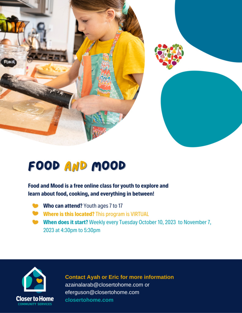 Closer to Home Community Services presents a free virtual online cooking program from September 14th to October 12th, 2023