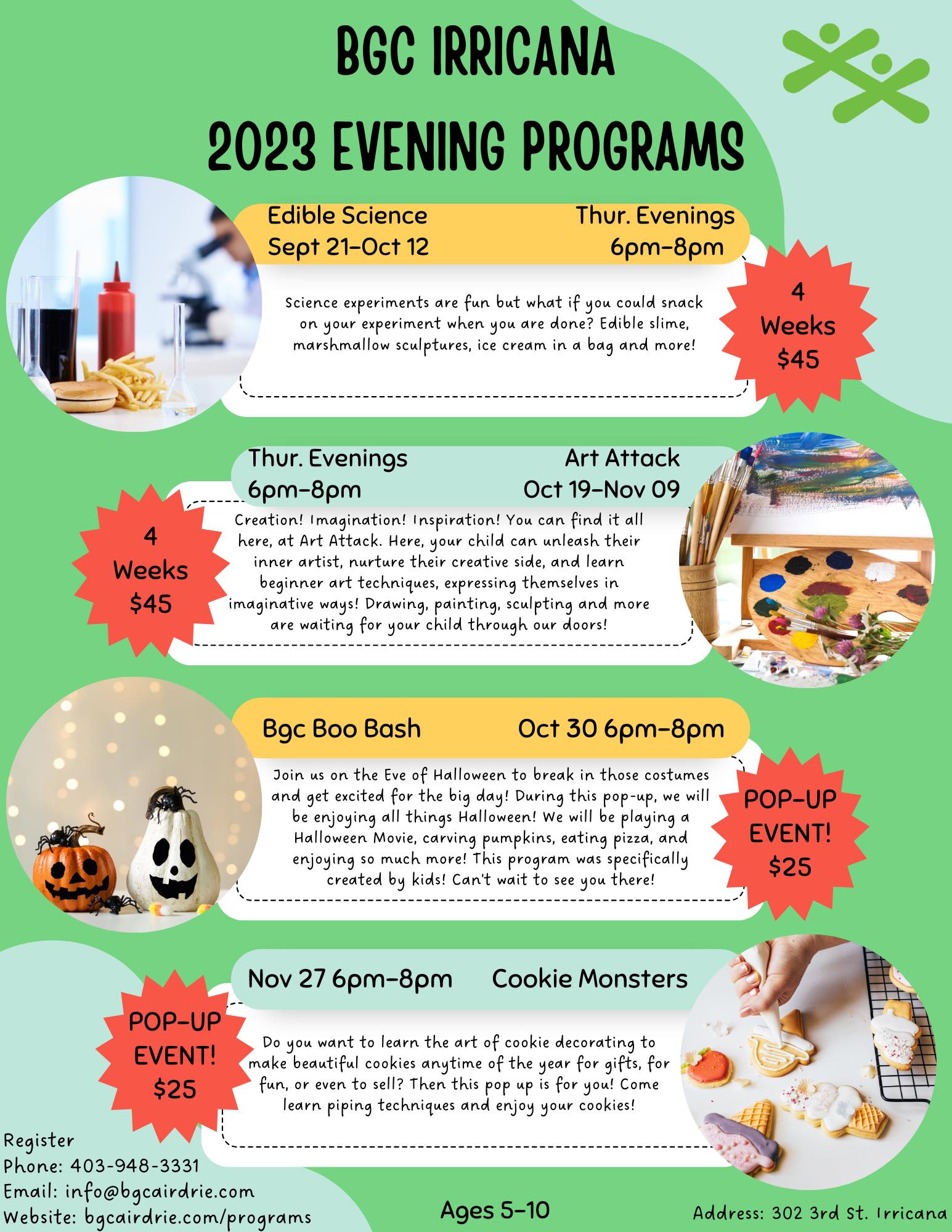 Irricana Boys & Girls Club Evening Programs Fall 2023