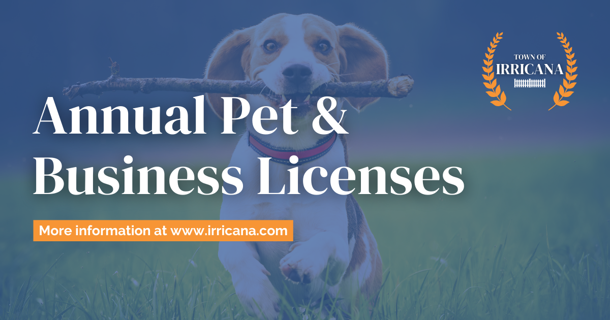 Annual Pet & Business License Renewals Town of Irricana