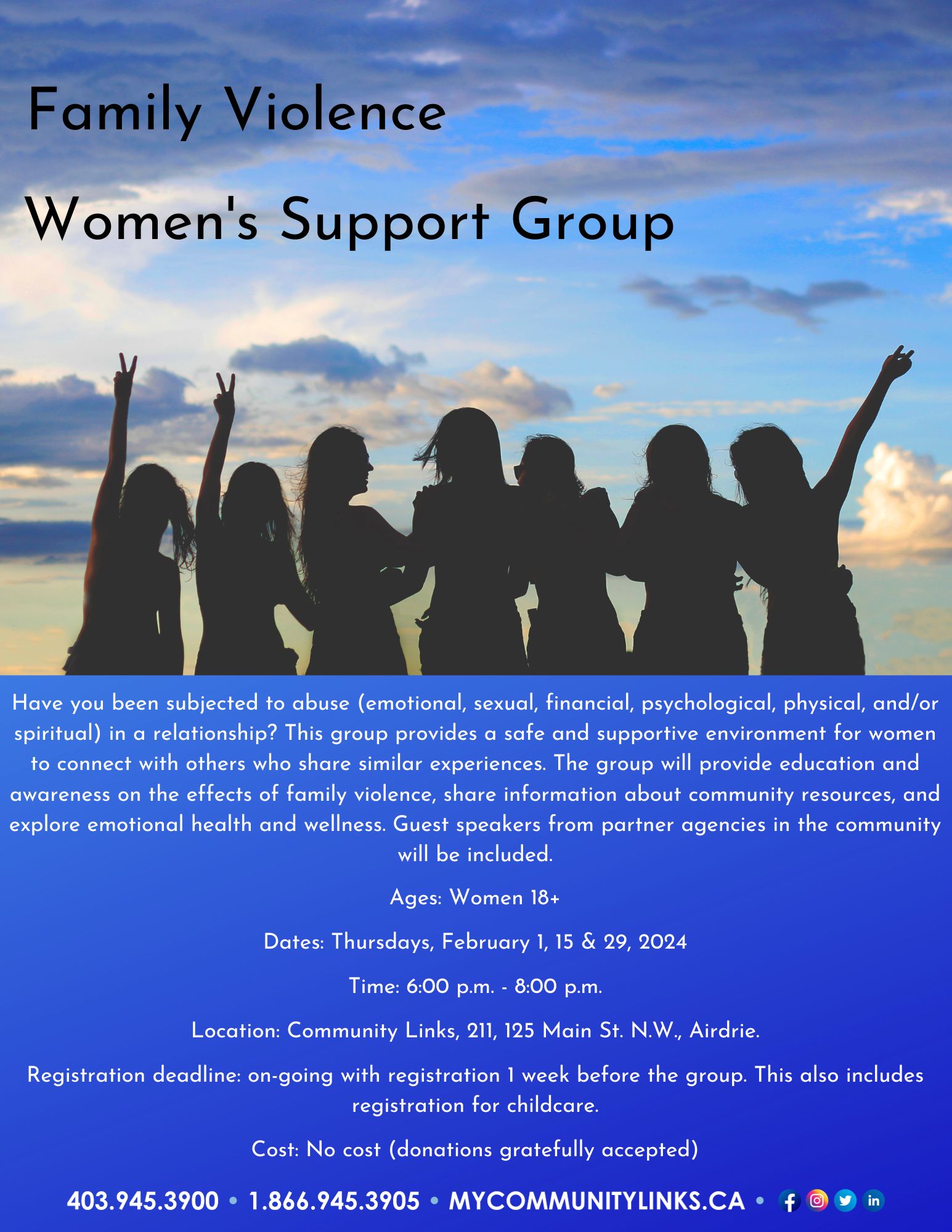 Community Links Airdrie Family Violence Women’s Support Group February 2023