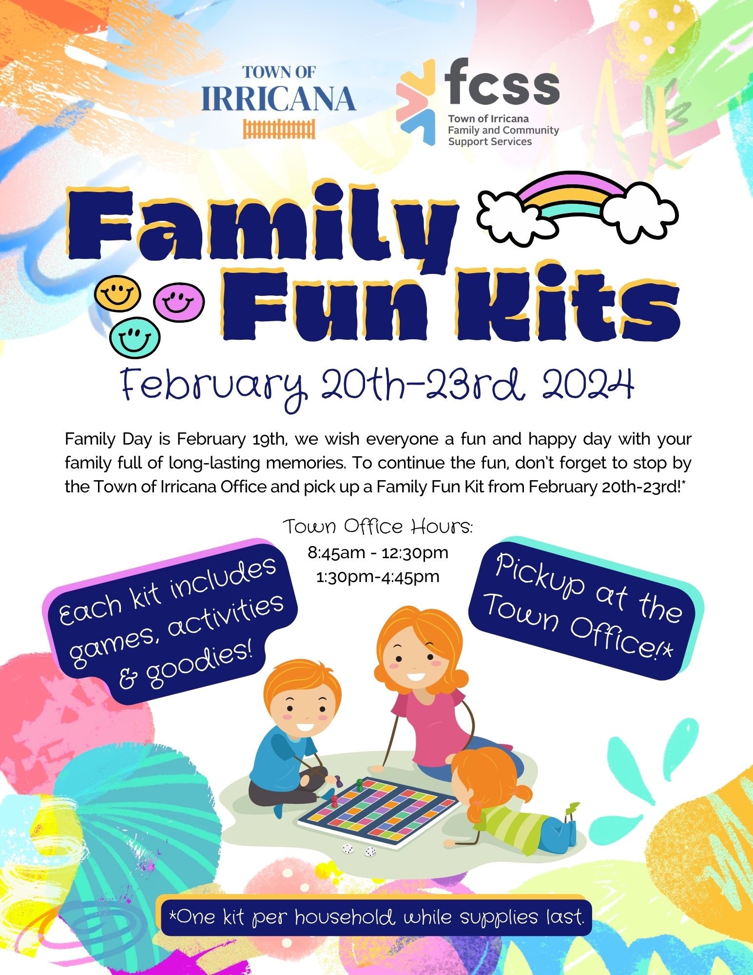 Town of Irricana Family Fun Day Kits February 20-23, 2024
