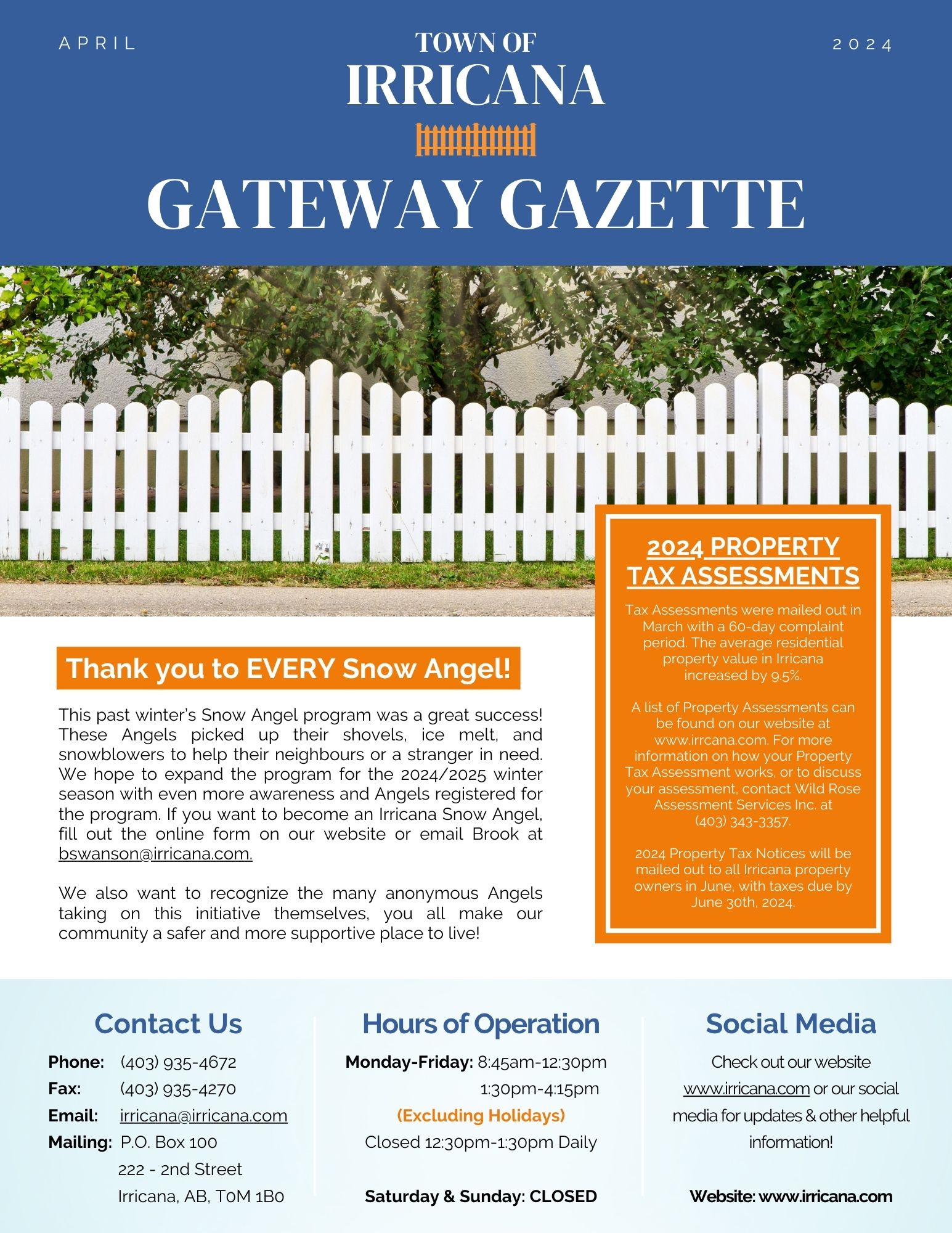 Town of Irricana Gateway Gazette Newsletter April 2024