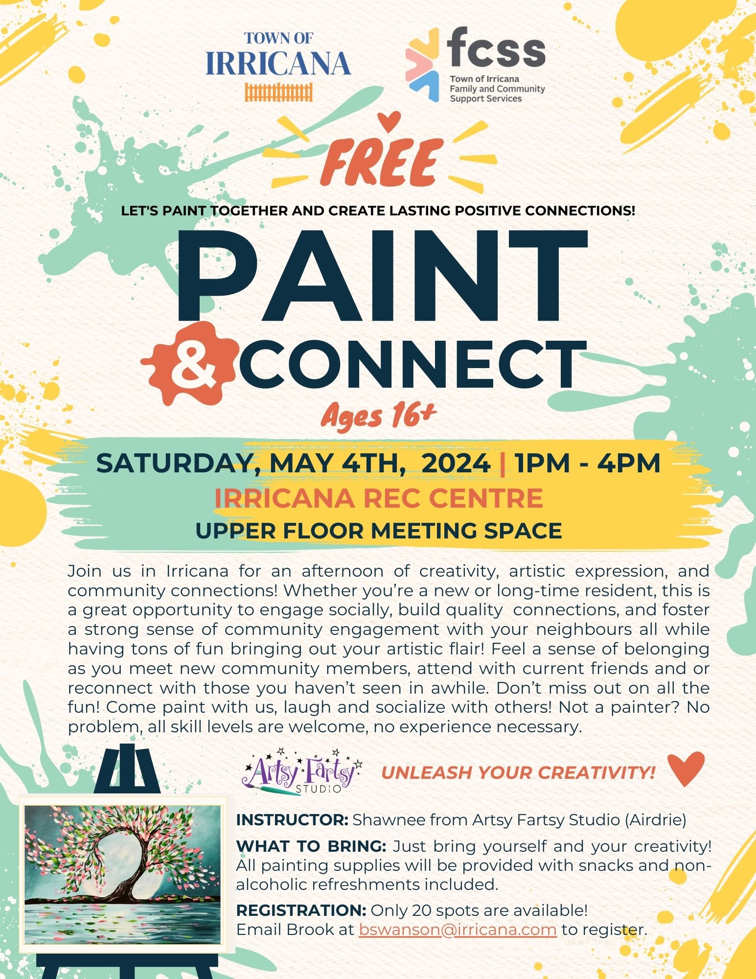Irricana Paint and Connect Event Saturday, May 4th, 2024 at the Irricana Rec Centre