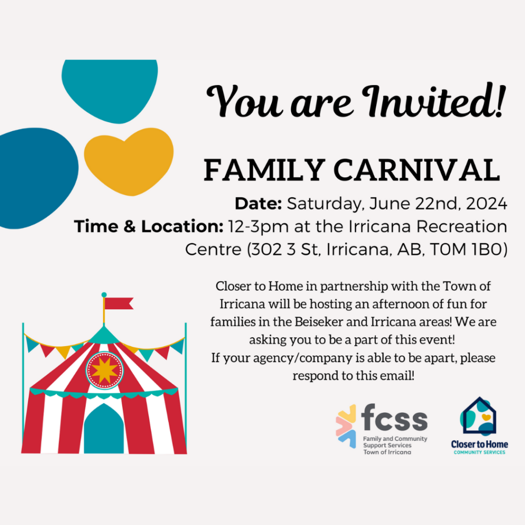 Closer to Home Community Services Family Carnival in Irricana on June 22, 2024