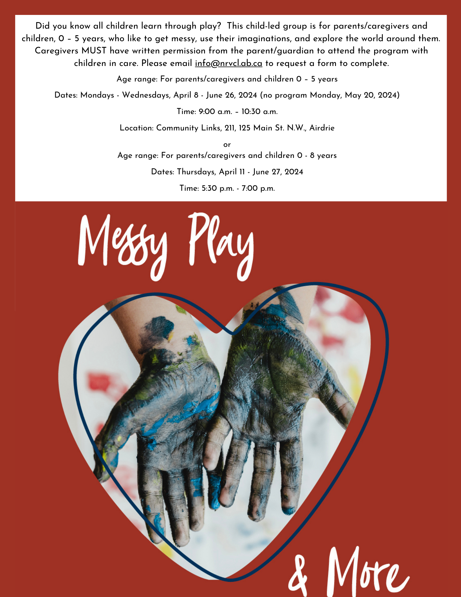 Community Links Messy Play & More Airdrie April-June 2024