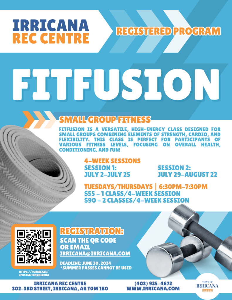 FitFusion Small Group Fitness at the Irricana Rec Centre in July/August, 2024