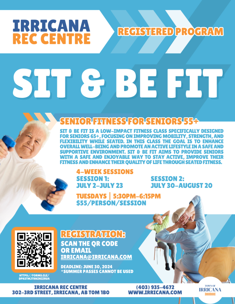 Sit & Be Fit Senior Fitness at the Irricana Rec Centre in July/August, 2024