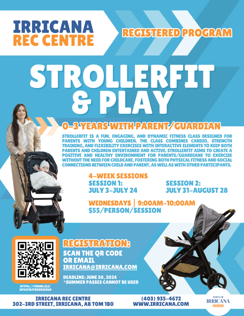 StrollerFit Fitness at the Irricana Rec Centre in July/August, 2024