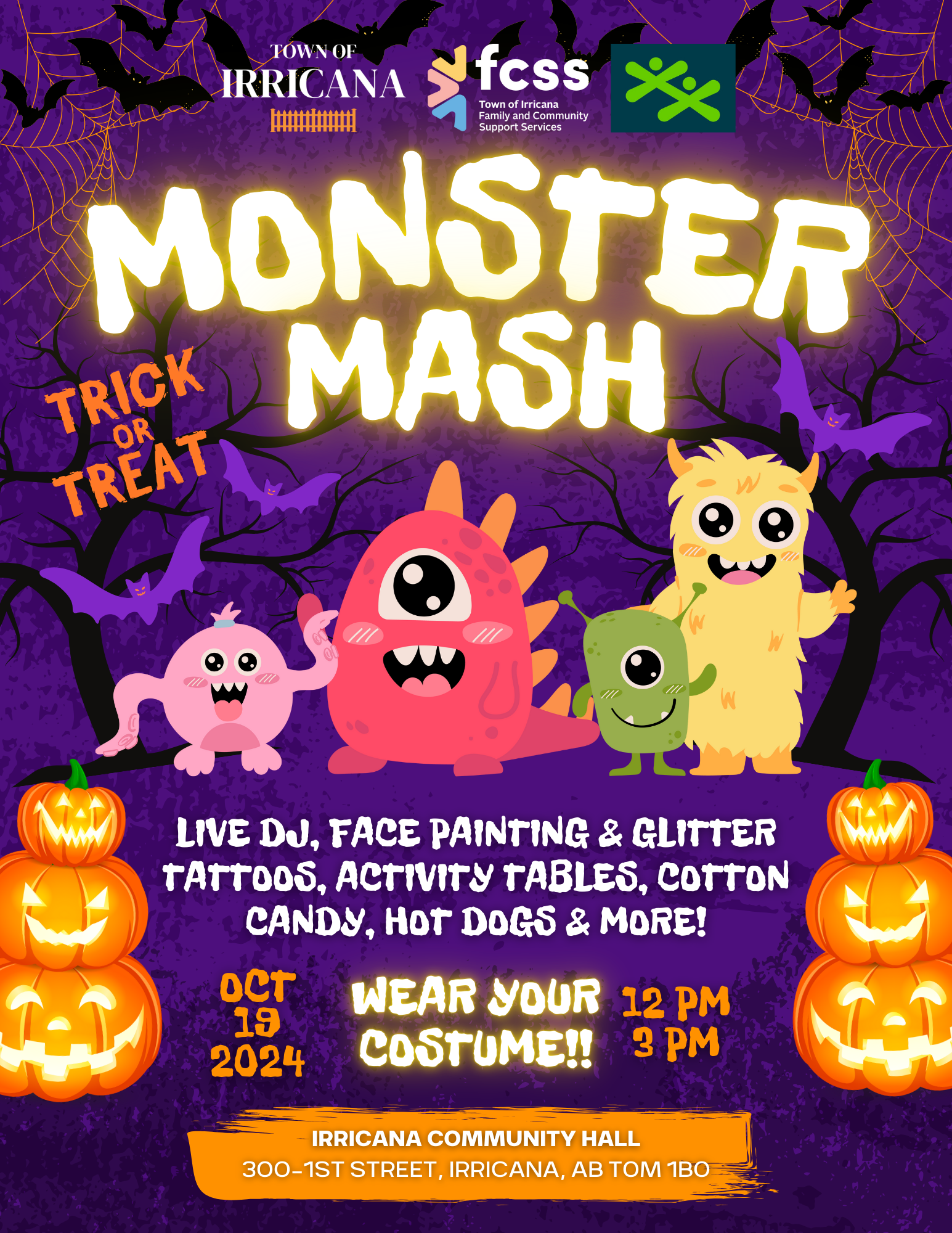 Irricana Monster Mash Halloween Event October 19, 2024