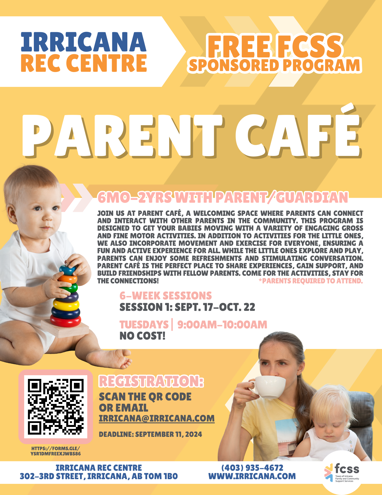 Irricana Rec Centre Free FCSS Program Parent Cafe Tuesdays 9am-10am