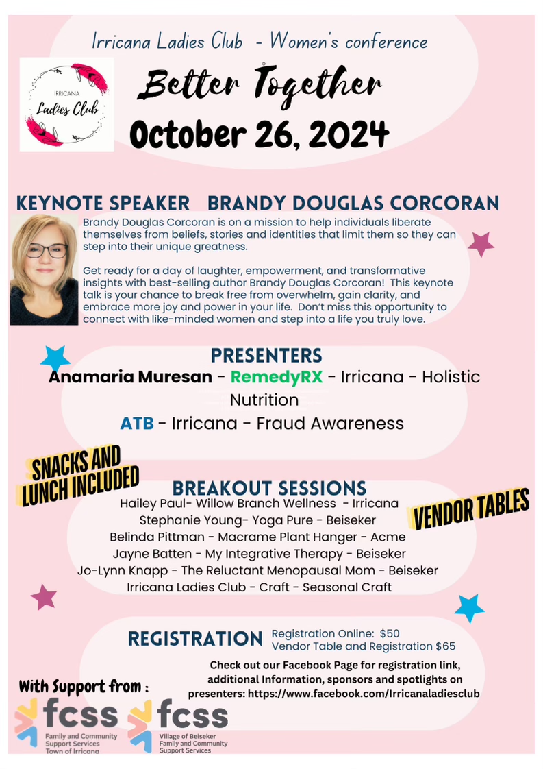 Irricana Ladies Club Women's Conference October 26, 2024