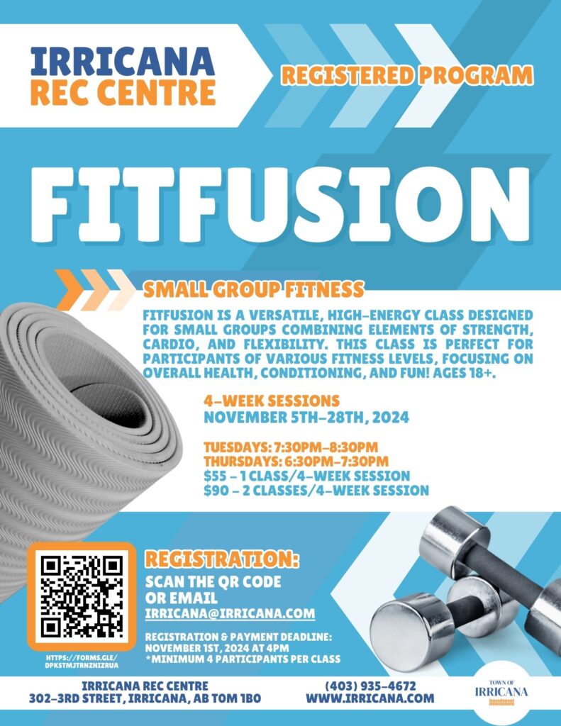 FitFusion Small Group Fitness at the Irricana Rec Centre in November, 2024