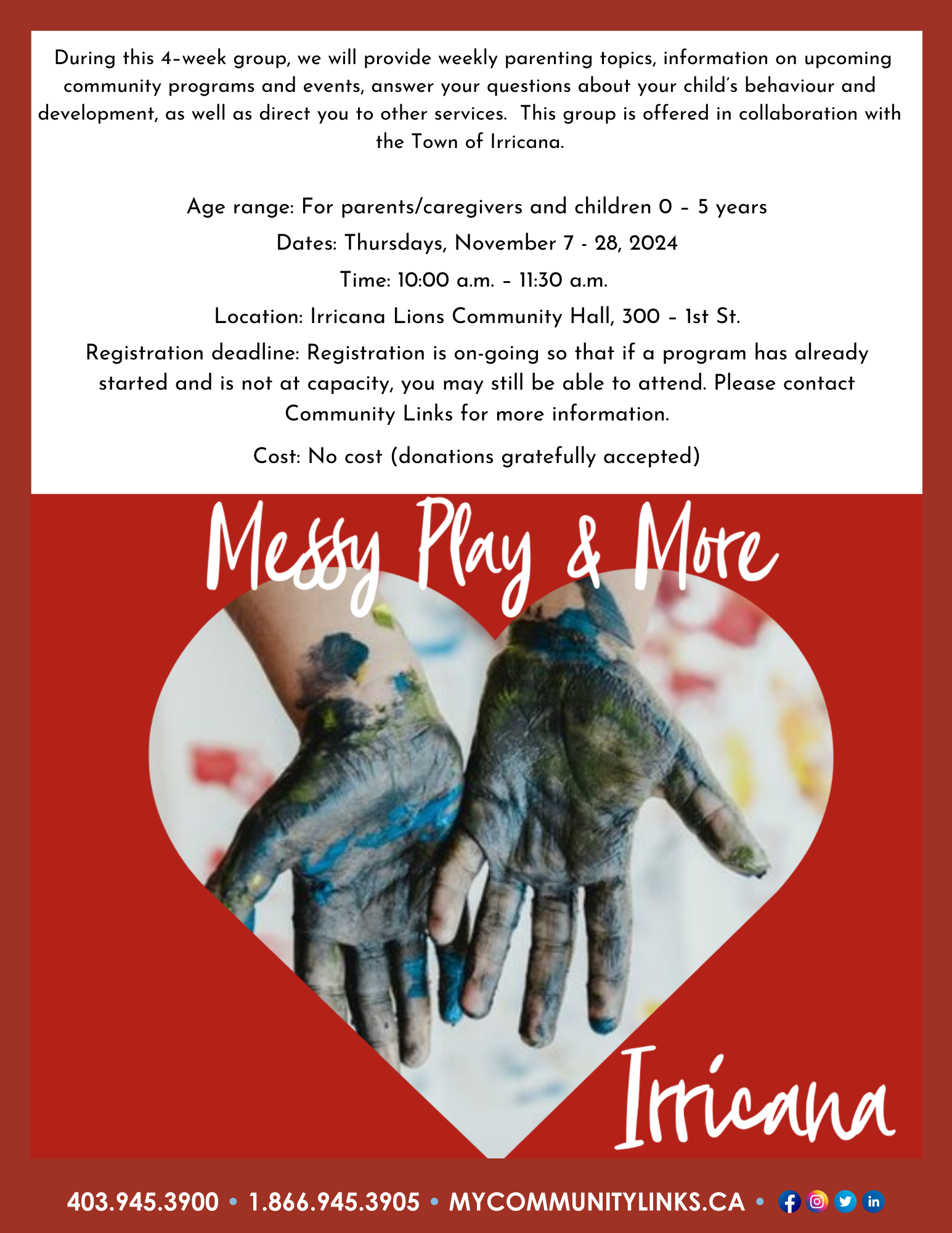 Community Links Irricana Messy Play November 2024