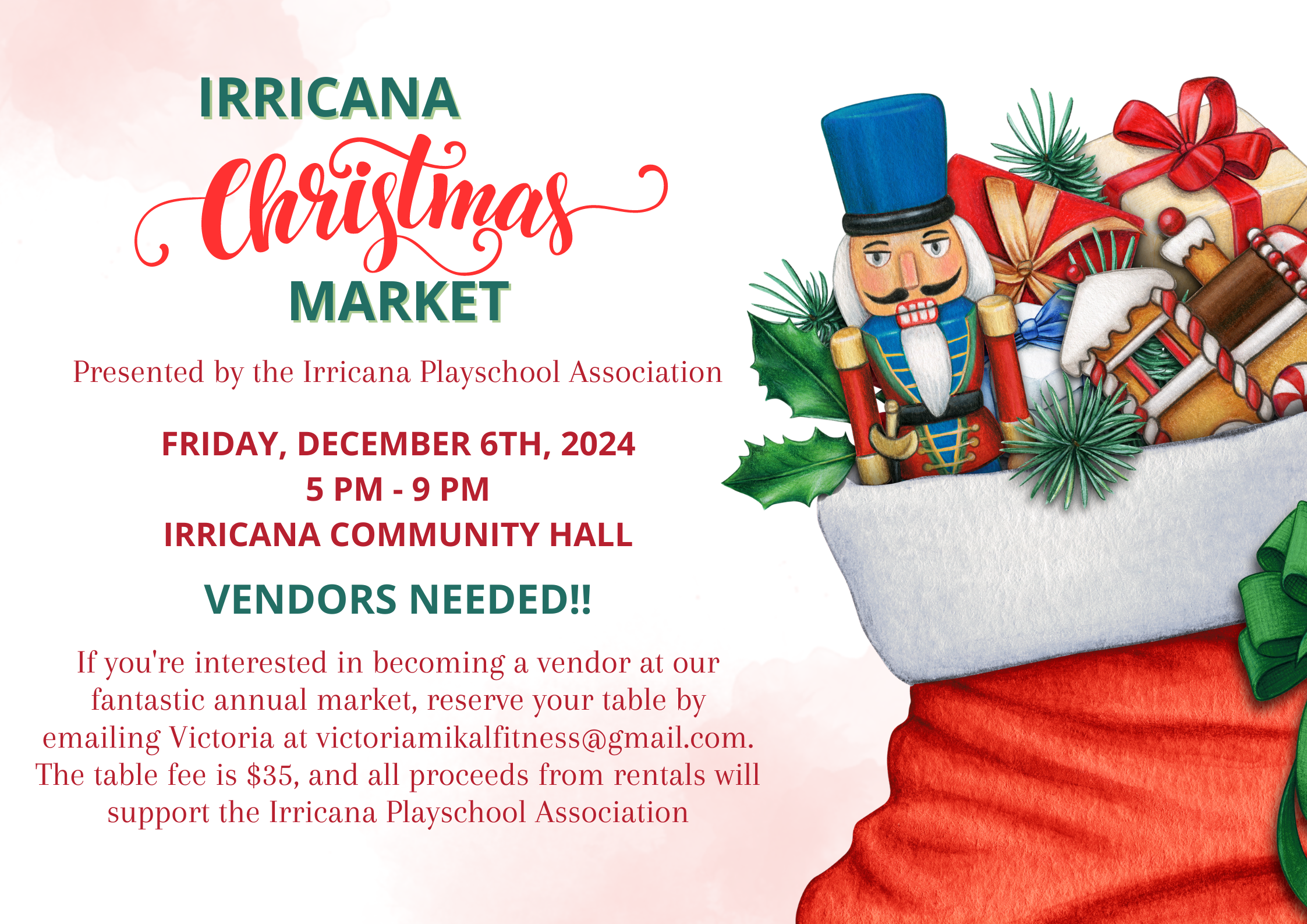 Irricana Playschool Christmas Market December 6, 2024