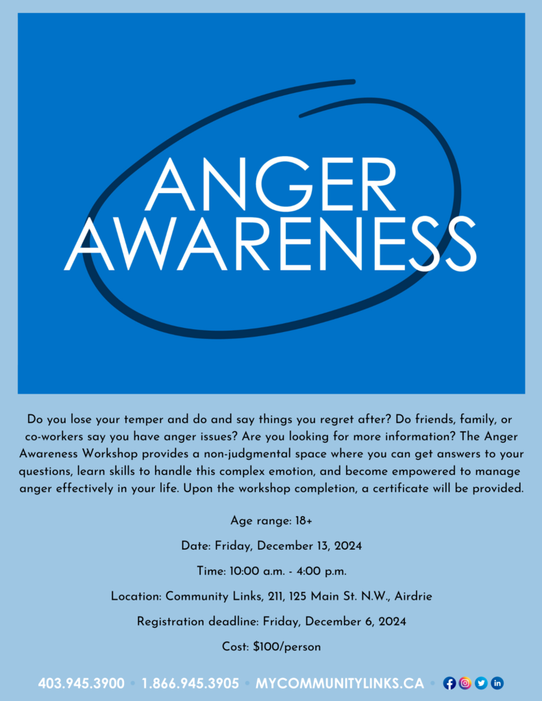 Community Links Airdrie Anger Awareness December 2024