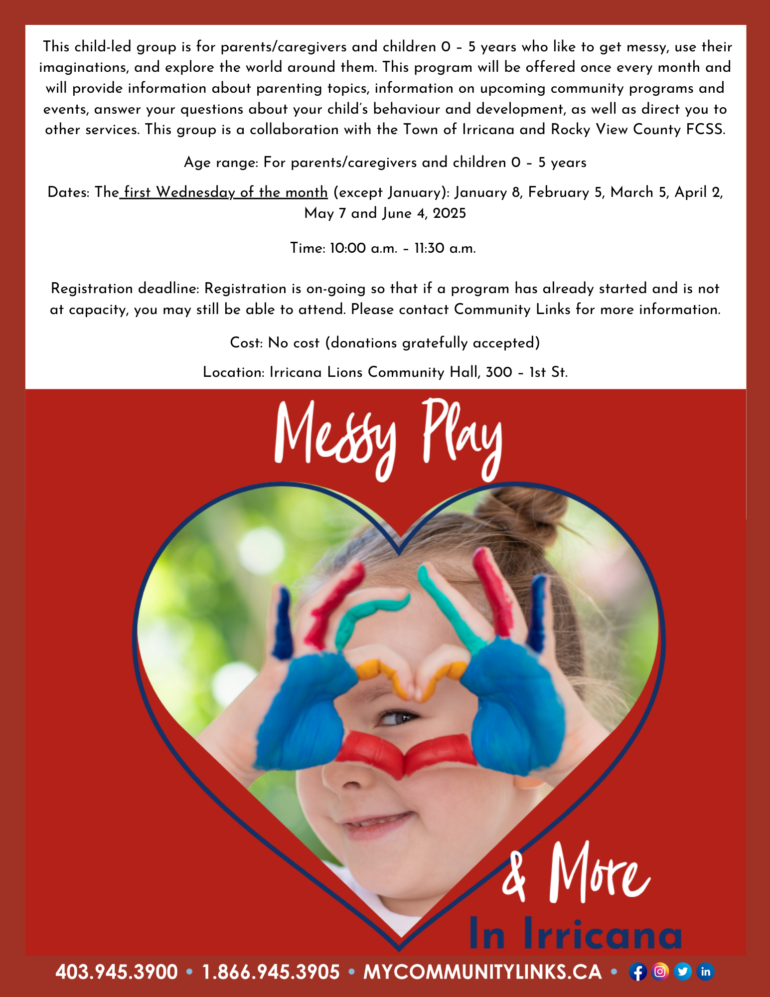 Community Links Messy Play in Irricana Jan-June 2025