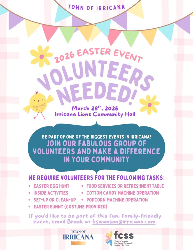 Town of Irricana Annual Easter Egg Event Volunteers Needed 2026