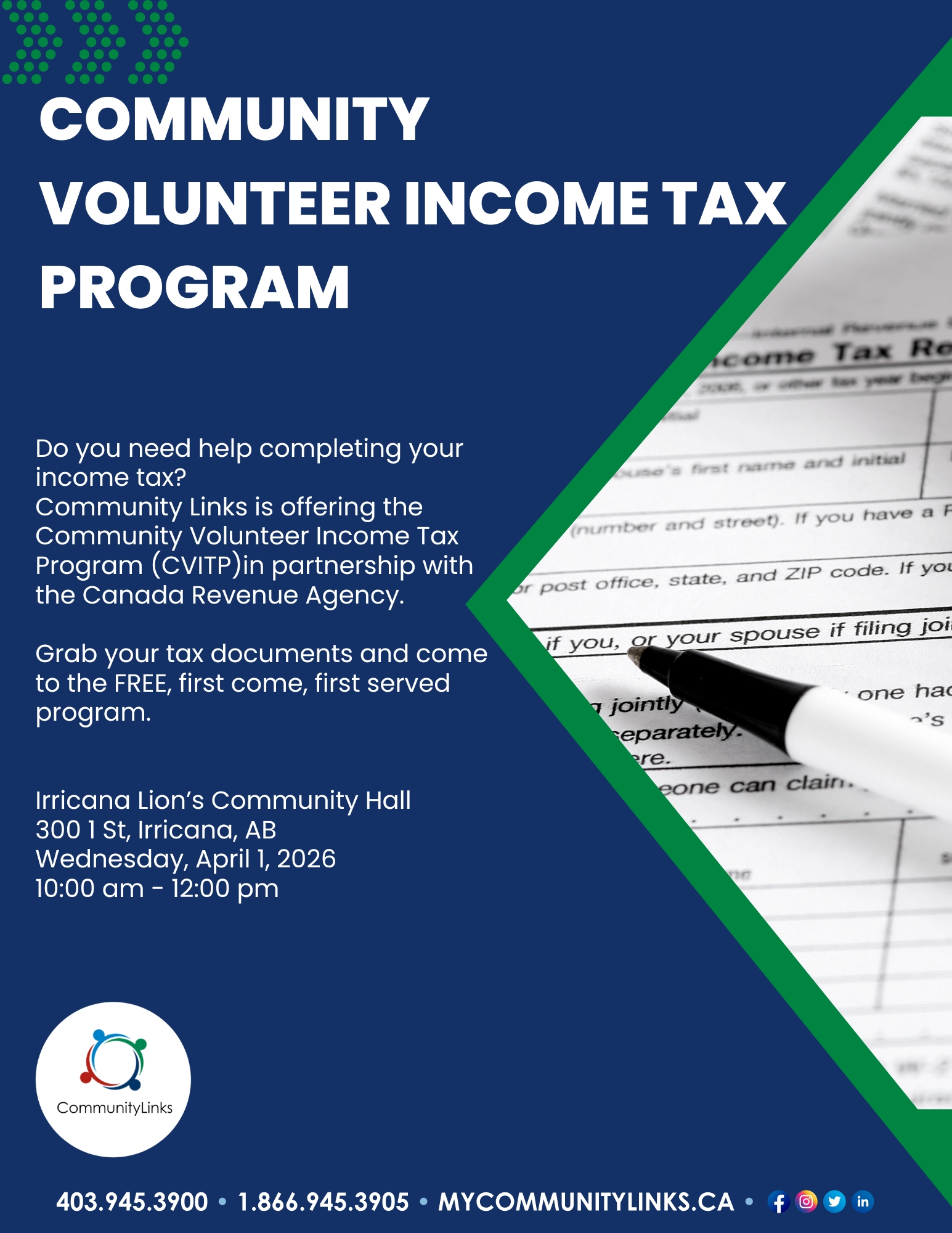 Community Links Irricana Income Tax Program April 1, 2026