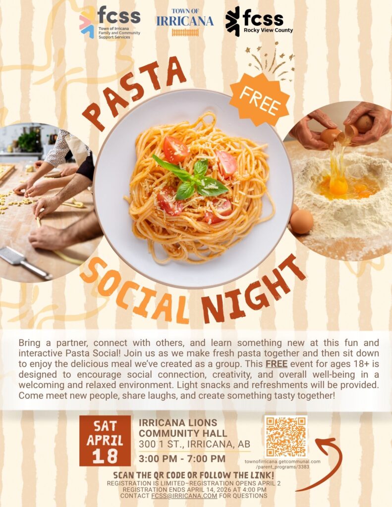 Irricana FCSS Pasta Social April 18 2026
