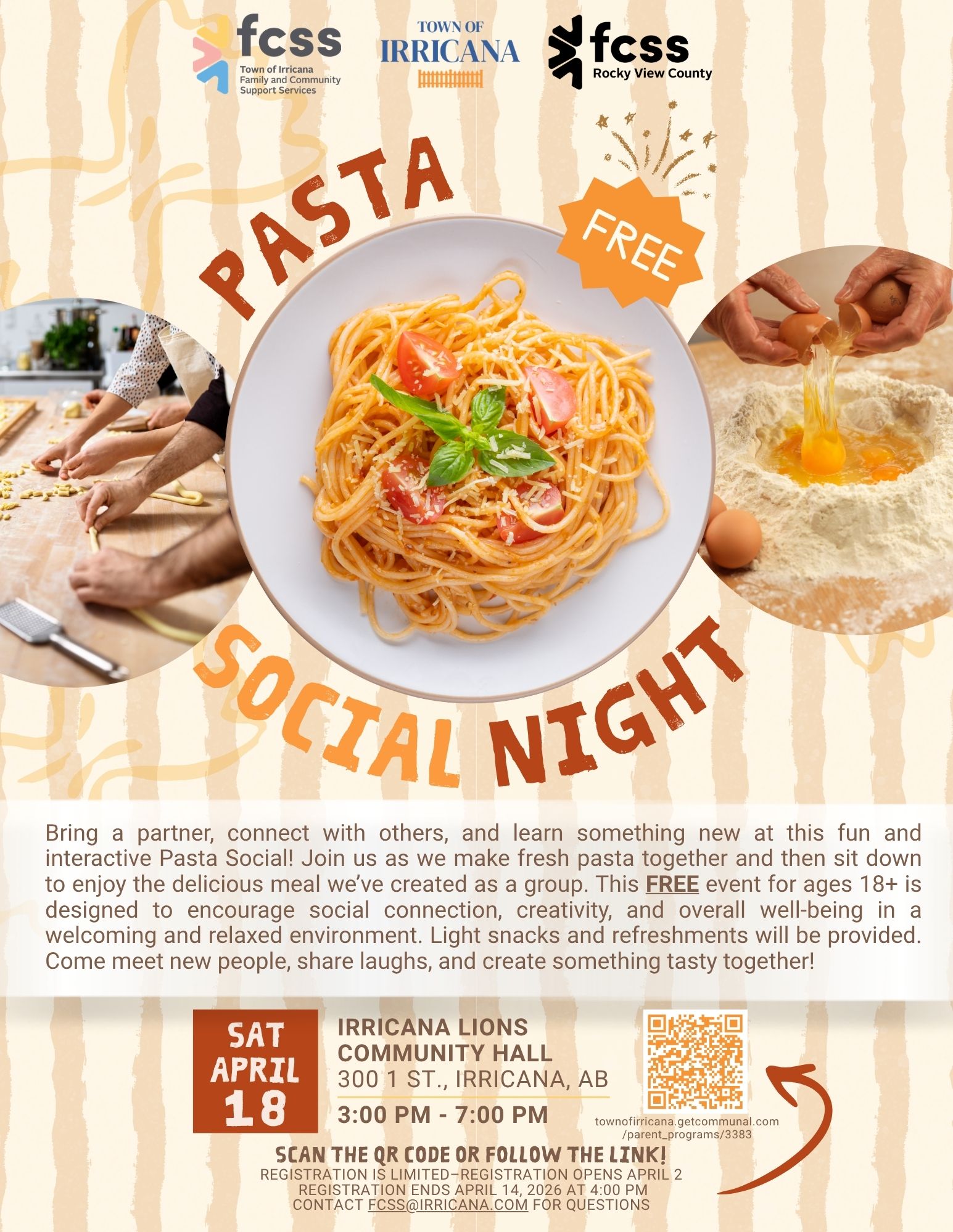 Irricana FCSS Pasta Social April 18 2026
