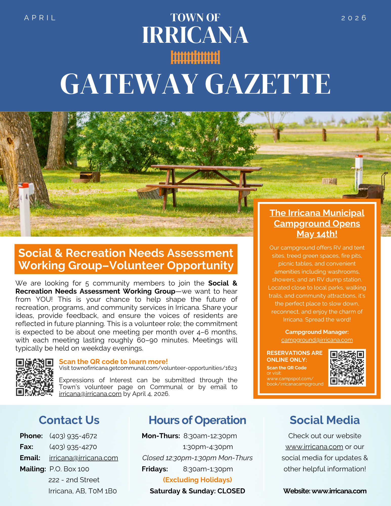 Irricana Gateway Gazette Newsletter April 2026