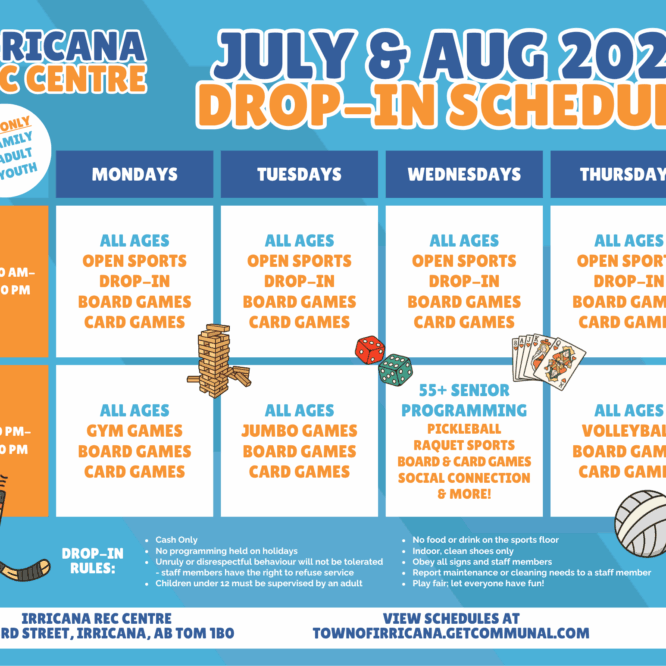 Irricana Rec Centre Drop-in July Aug 2026