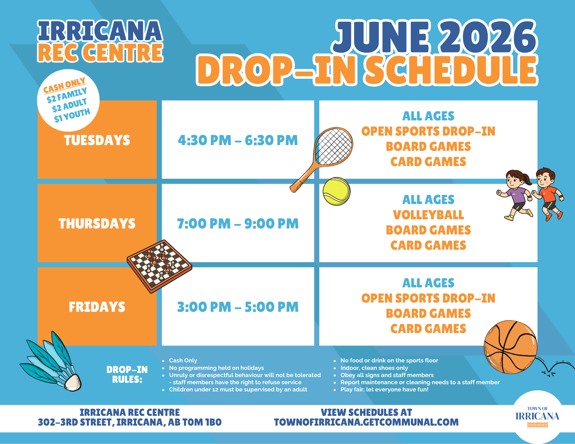 Irricana Rec Centre Drop-in June 2026