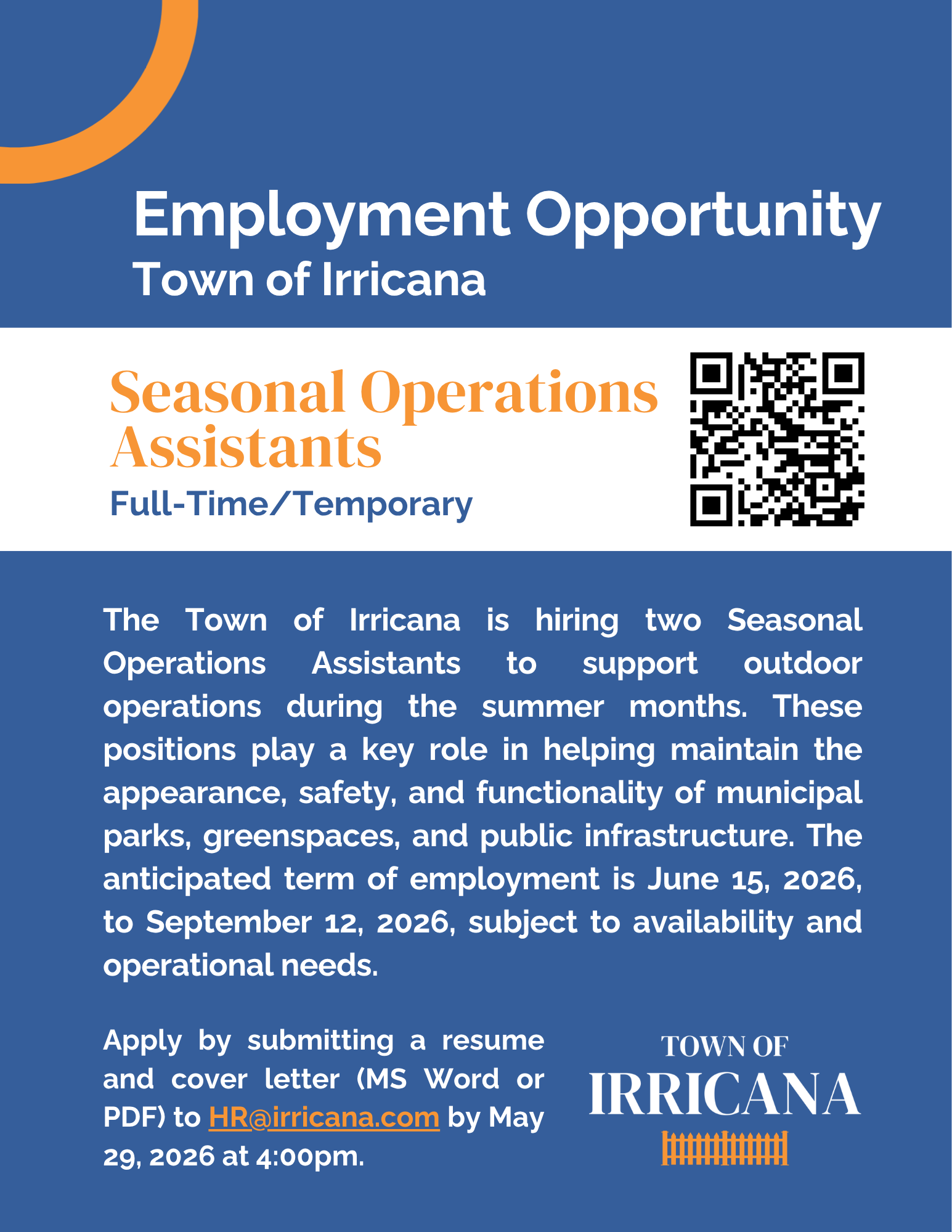 Irricana Seasonal Ops Job Posting 2026