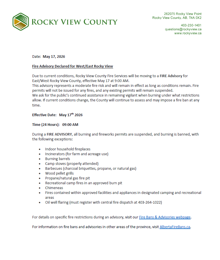 RVC Fire Advisory May 17 2026
