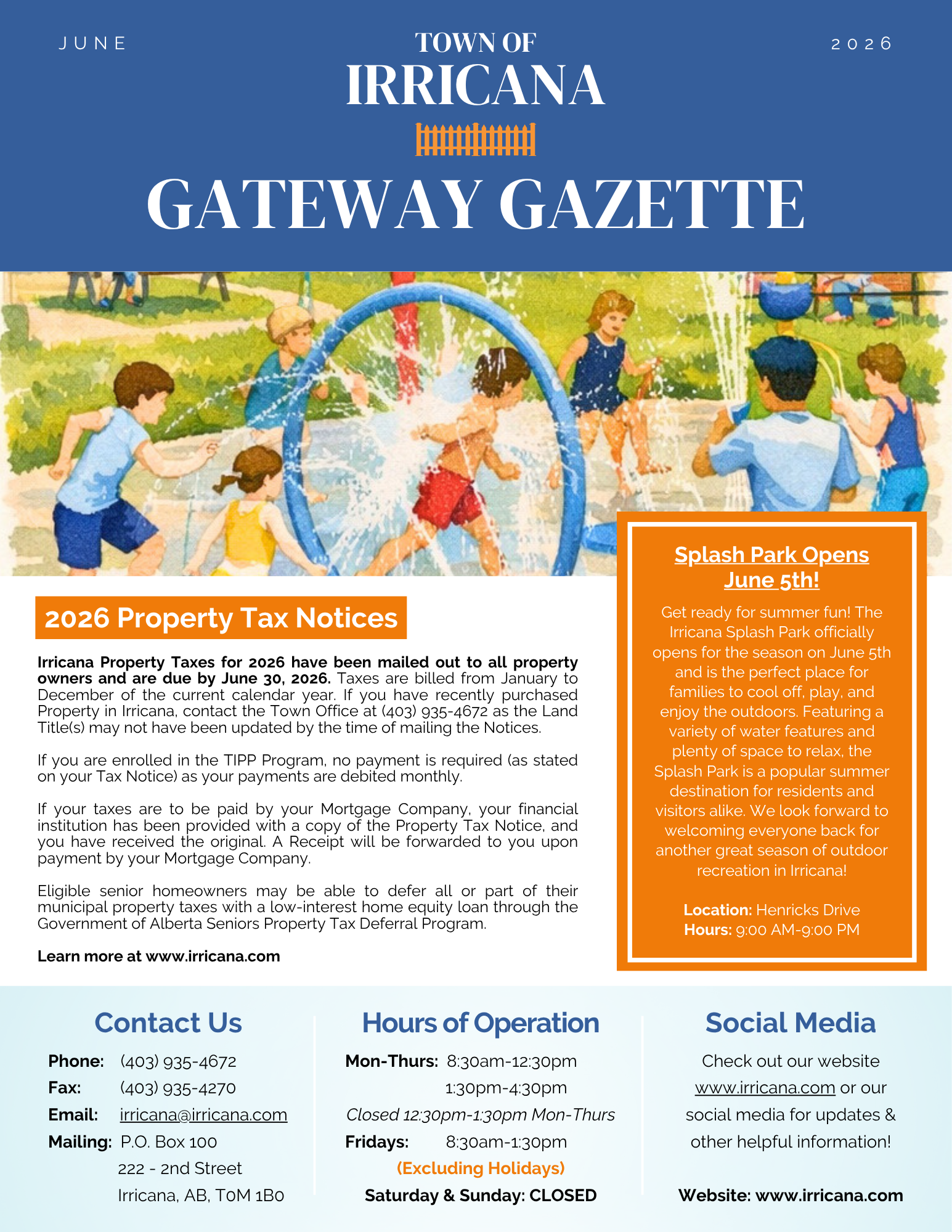 Irricana Newsletter June 2026 Cover