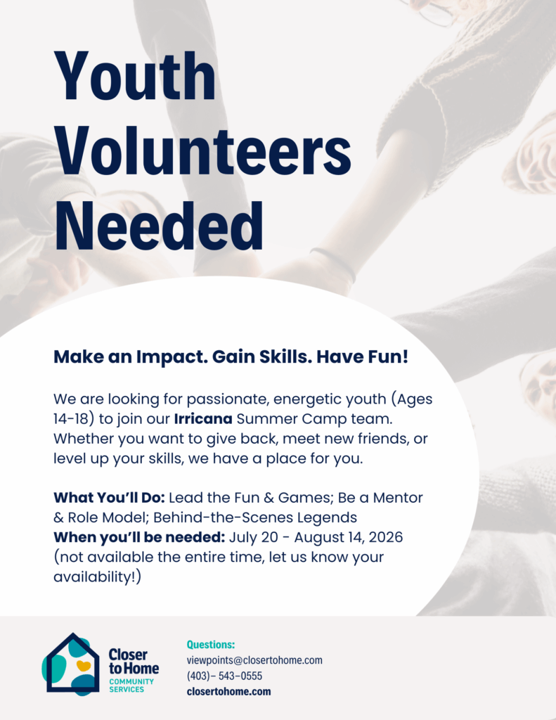 Closer to Home Community Services Wellness Booster Camp Youth Volunteers Needed