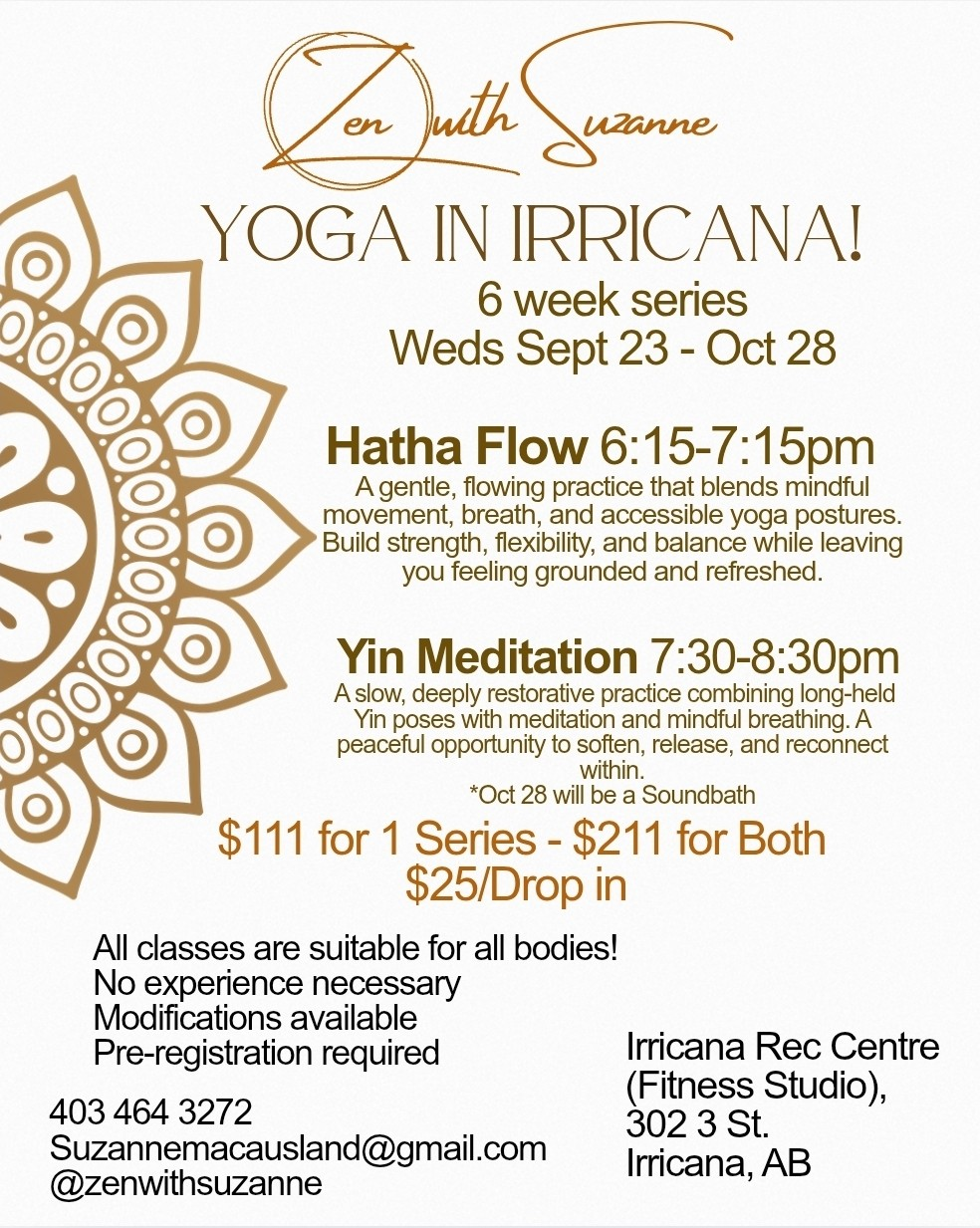 Zen with Suzanne Yoga Sept-Oct 2026 Zen with Suzanne Yoga Sept-Oct 2026