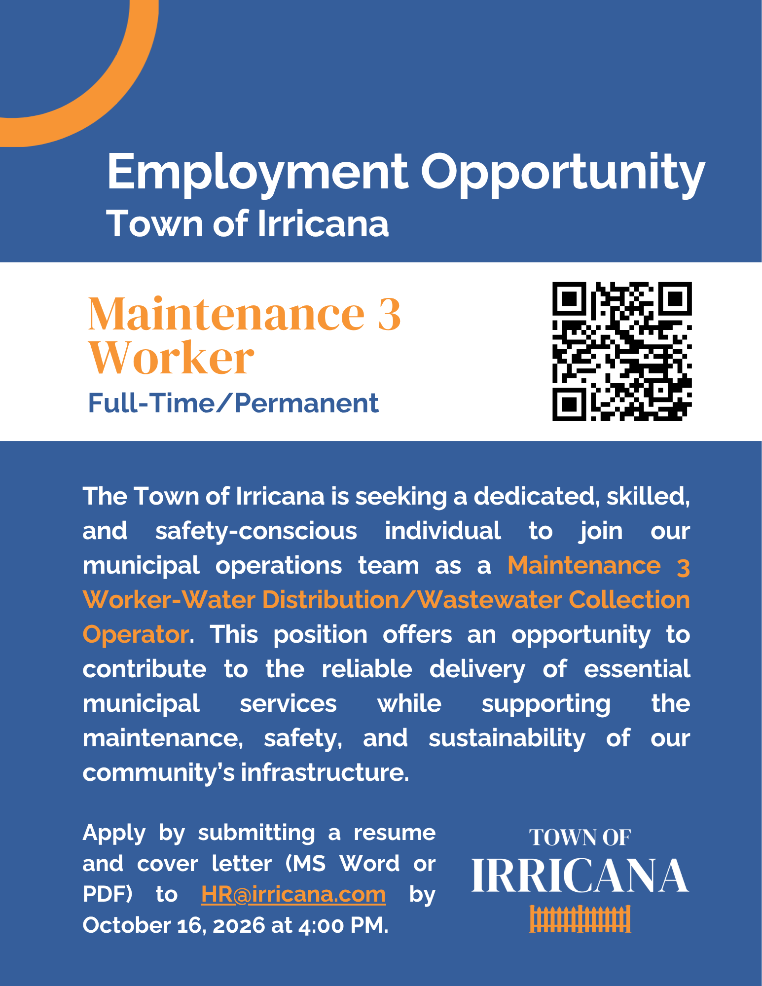 Irricana Maint 3 Job Posting 2026