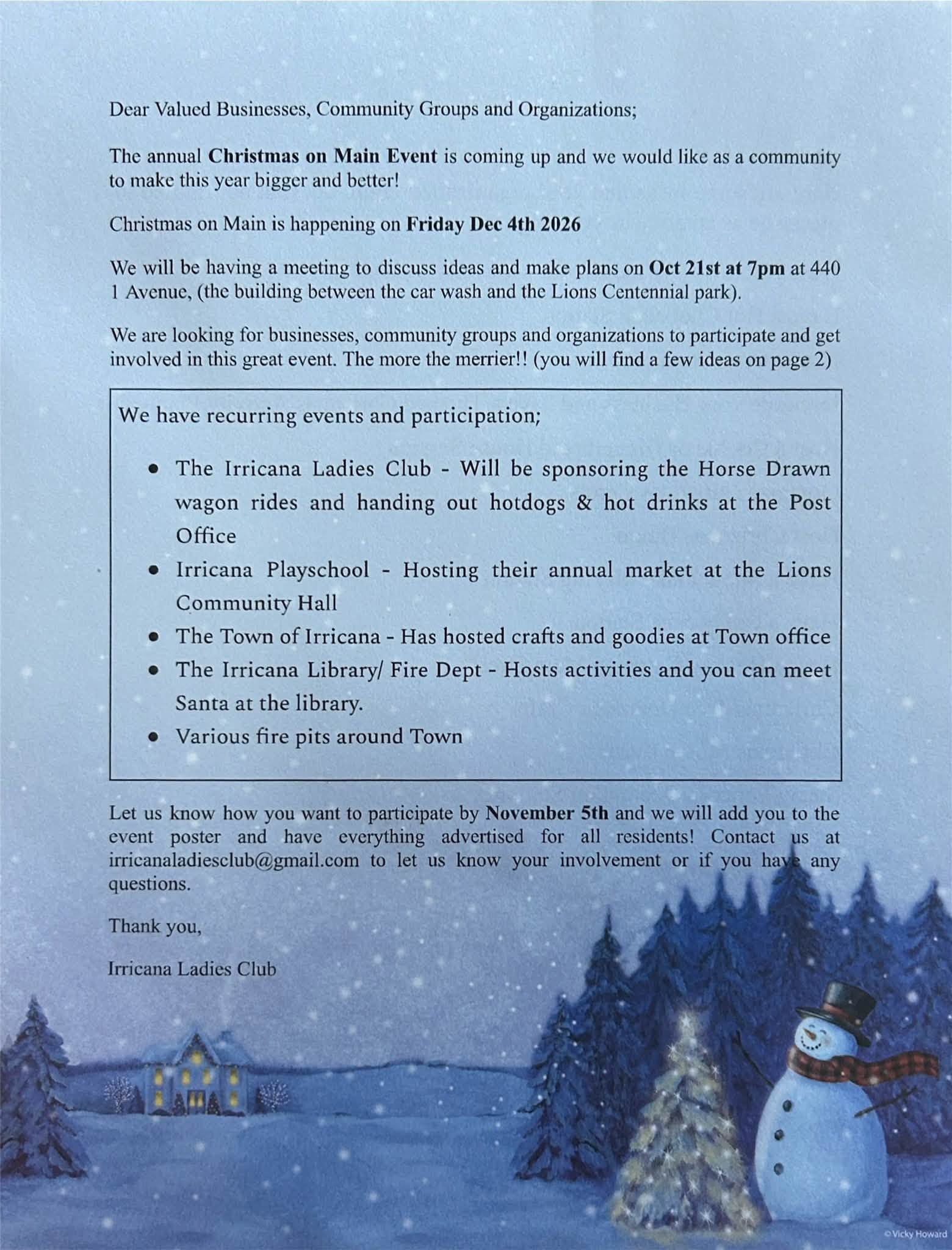 Christmas on Main 2026 Planning
