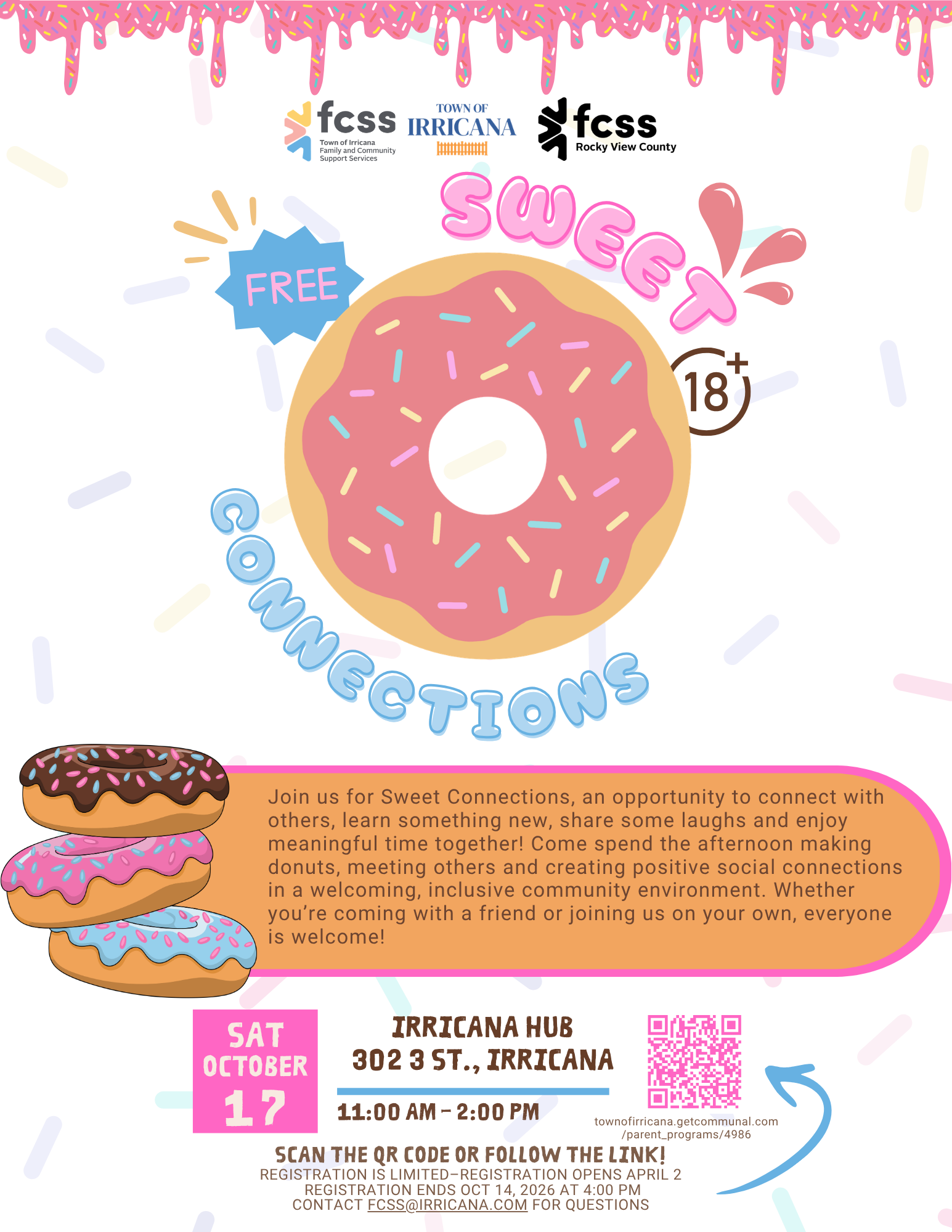 FCSS Sweet Connections Oct 17 2026 Irricana FCSS Sweet Connections Donut Making October 17 2026