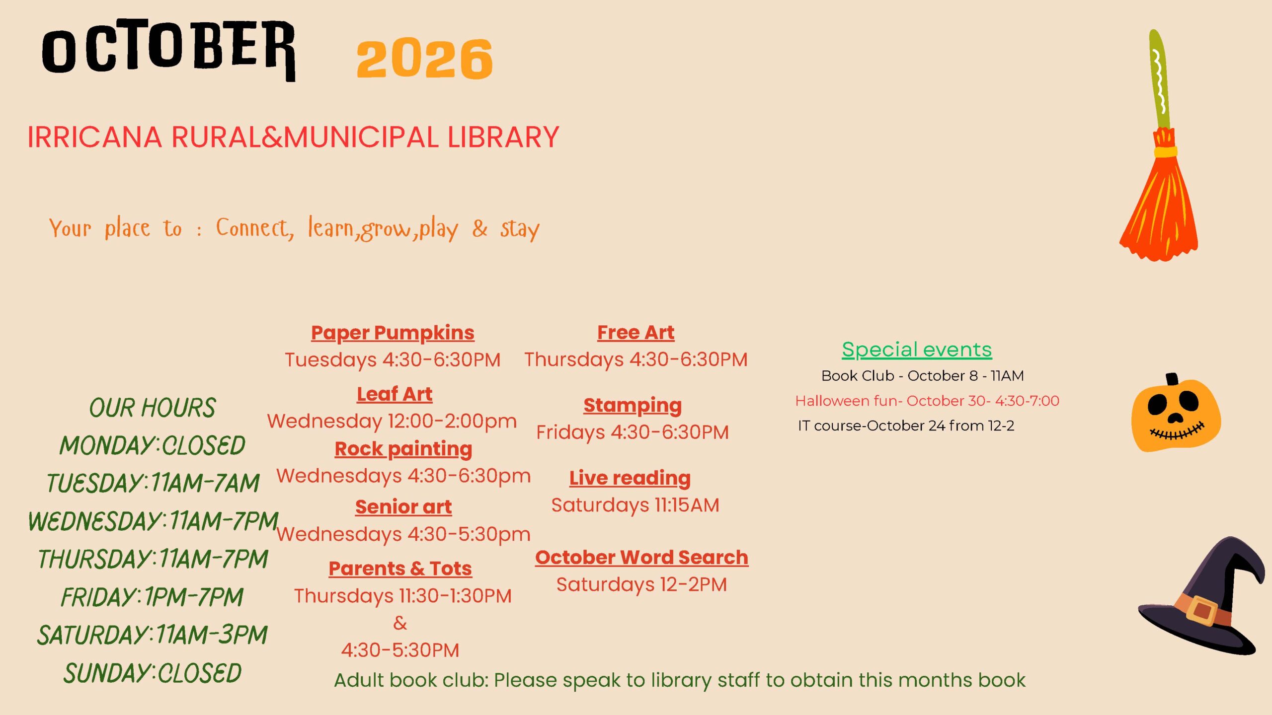 Irricana Library October calendar_Page_2 Irricana Library October Calendar 2026